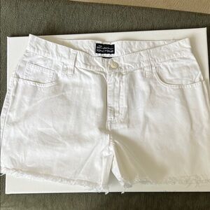 Low-Rise White Denim Shorts